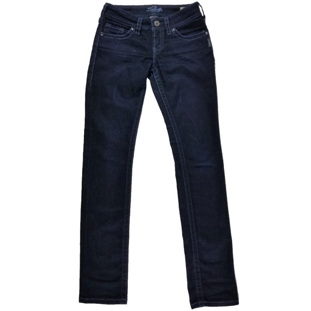 Silver Jeans Suki Skinny Dark Blue Jeans Stretch New Condition Size 25 Long